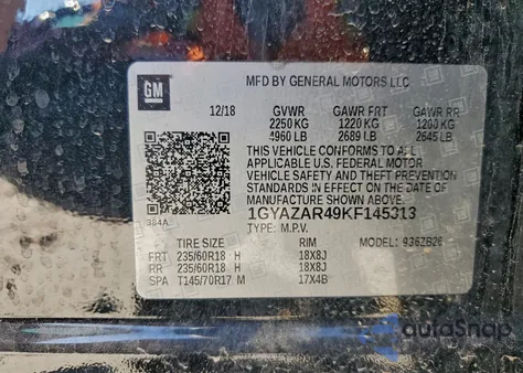 2019 Cadillac Xt4 Luxury z USA, uszkodzony, nr VIN 1GYAZAR49KF145313